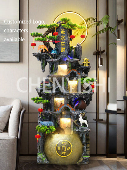 CHENYISHI Resin Fountain Style Rockery Flowing Water Fountain Living Room Ornaments For Wealth Decoration Traditional Waterfalls