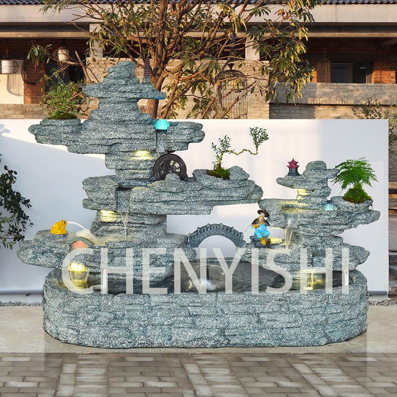 CHENYISHI Large Rockery Flowing Water Fountain Ornaments Villa Courtyard Fish Pond Outdoor Garden Balcony Corner Fish Tank Decoration