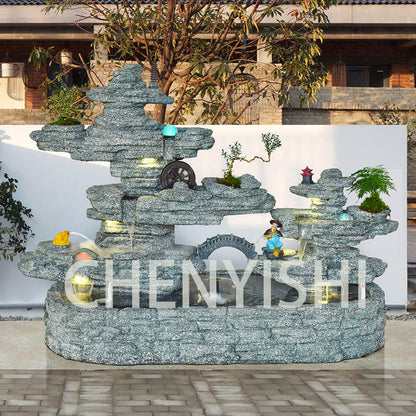 CHENYISHI Large Rockery Flowing Water Fountain Ornaments Villa Courtyard Fish Pond Outdoor Garden Balcony Corner Fish Tank Decoration