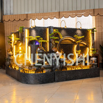 CHENYISHI Water Curtain Wall Flowing Water Entrance Screen Rockery Fountain Outdoor Garden Courtyard Landscaping Fish Pond