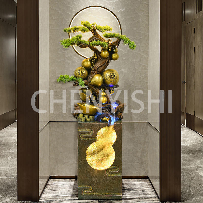 CHENYISHIChinese-style Gourd Rockery Flowing Water Fountain Ornaments Living Room Entrance Hall Store Opening New Home Gift Lucky Deco