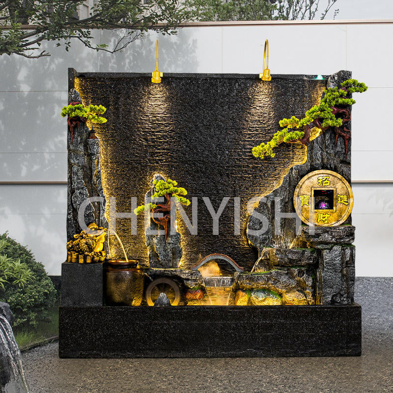 CHENYISHI Water Curtain Wall Rockery Flowing Water Fountain Landscape Water Feature Wall Wealth-promoting Ornaments Home Decor