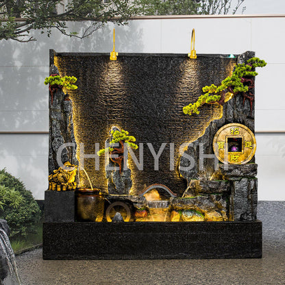 CHENYISHI Water Curtain Wall Rockery Flowing Water Fountain Landscape Water Feature Wall Wealth-promoting Ornaments Home Decor