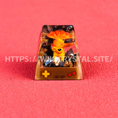 Pokémon Vulpix custom 1U keycap Pokemon keycap liquefied keycap artisan keycap anime cherry MX keycap yellow keycap