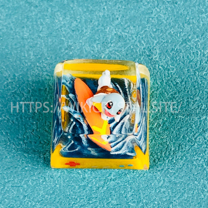 Pokemon Squirtle Custom 1U Keycap Pokemon Keycap Liquidate Keycap Artisan Keycap Anime Cherry MX Keycap, Yellow Keycap