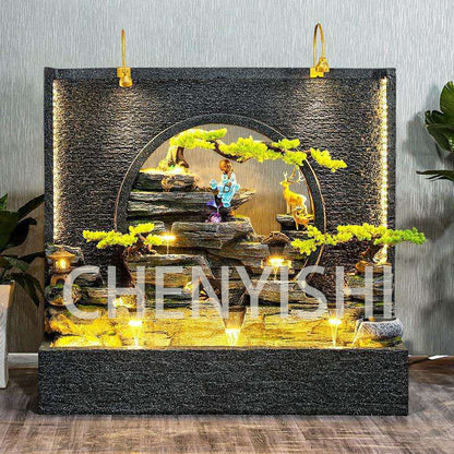 CHENYISHI European-style Water Curtain Wall Flowing Water Screen Water Wheel Partition Fountain Ornaments Large Floor-to-ceiling Rockery