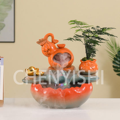 CHENYISHI Lucky Waterfall Table Top Fountain Creative Fortune Flowing Water Ornaments Living Room Office Decorations Desktop Chinese Gift