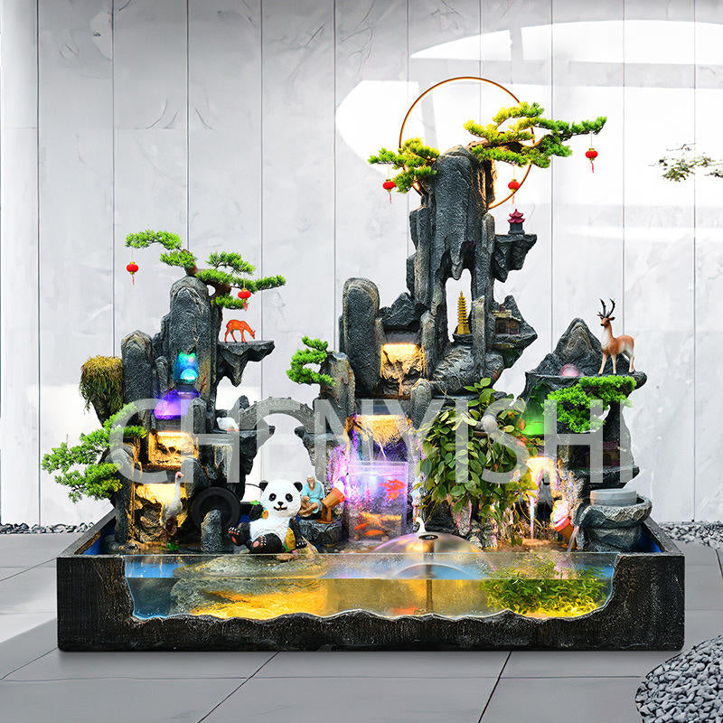 CHENYISHI Large Rockery Flowing Water Floor-to-ceiling Fountain Indoor Entrance Living Room Fortune-making Courtyard Garden Fish Tank
