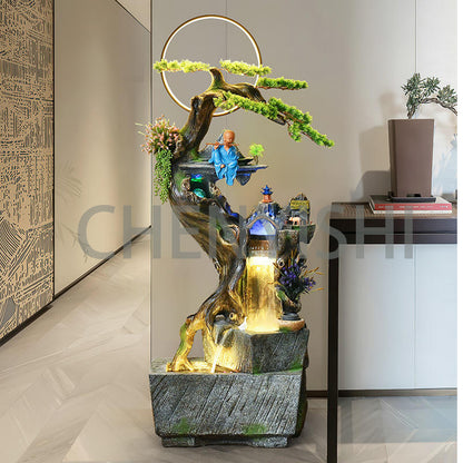 CHENYISHI Large Pastoral Rockery Flowing Water Fountain Decorative Ornaments Balcony Fish Pond Living Room Landscaping Indoor