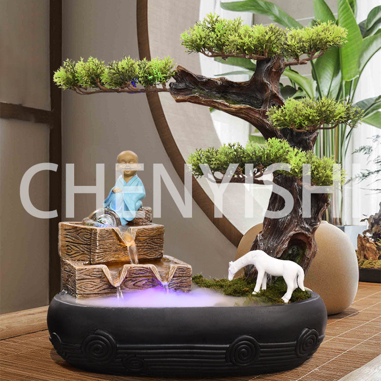 CHENYISHI Wholesale Chinese Style Rockery Flowing Water Fountain Bonsai Indoor Living Room Welcoming Pine Feng Shui Desktop Ornaments