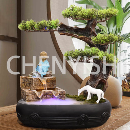 CHENYISHI Wholesale Chinese Style Rockery Flowing Water Fountain Bonsai Indoor Living Room Welcoming Pine Feng Shui Desktop Ornaments