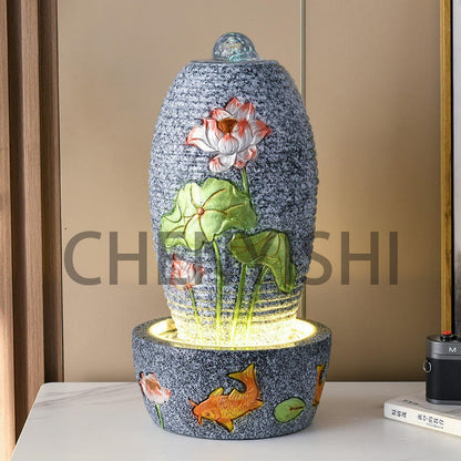 CHENYISHI Lucky Egg Flowing Water Fountain Opening Ornament European Modern Creative Living Room Indoor Desktop Waterscape