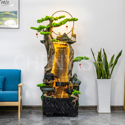 Large floor-to-ceiling rockery fountain