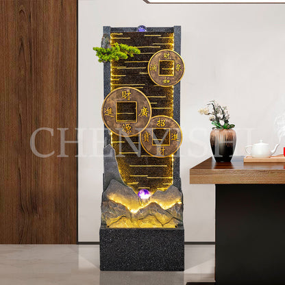 Chinese style flowing water fountain attracts wealth