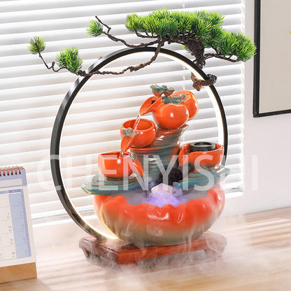 CHENYISHI Lucky Waterfall Table Top Fountain Creative Fortune Flowing Water Ornaments Living Room Office Decorations Desktop Chinese Gift