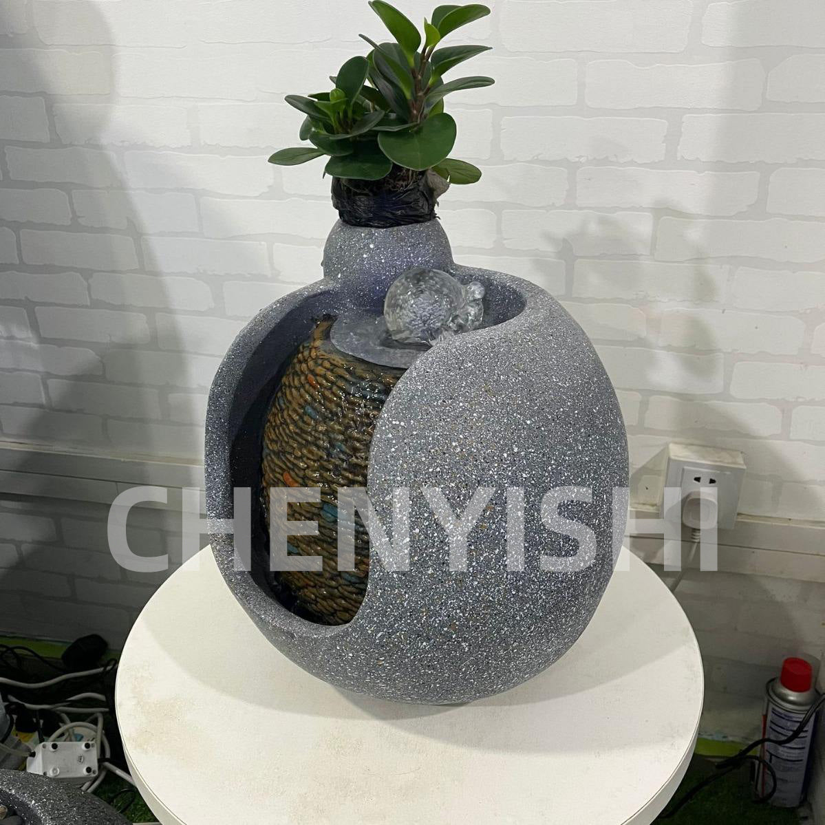 CHENYISHI Modern Simple Home Office Desk Circulating Water Stone Mortar Fish Tank Running Water Ornaments Bonsai Decoration