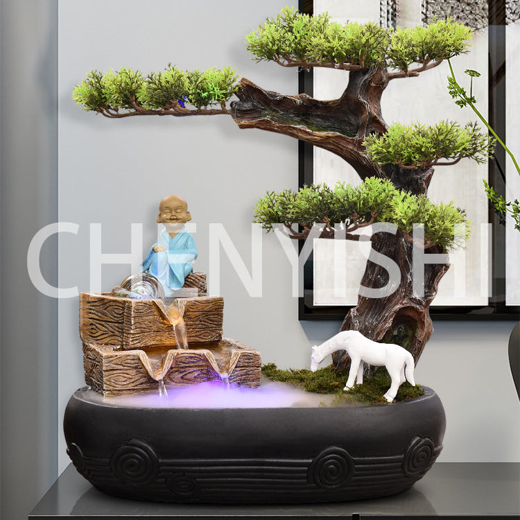CHENYISHI Wholesale Chinese Style Rockery Flowing Water Fountain Bonsai Indoor Living Room Welcoming Pine Feng Shui Desktop Ornaments