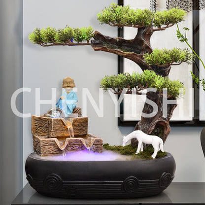 CHENYISHI Wholesale Chinese Style Rockery Flowing Water Fountain Bonsai Indoor Living Room Welcoming Pine Feng Shui Desktop Ornaments