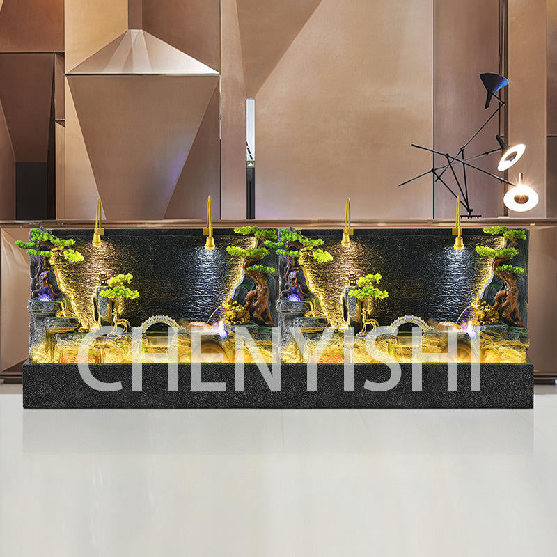 CHENYISHI Large New Chinese Flowing Water Screen Floor-to-ceiling Water Curtain Wall Gift Courtyard Club Decoration Garden Fountain