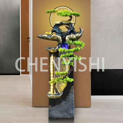 CHENYISHI New Chinese-style Hotel Villa Lobby Fortune-enhancing Ornaments Large Water Curtain Wall Flowing Water Fountain Entrance Decor