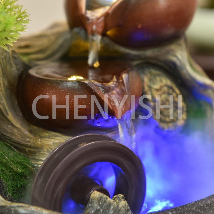 CHENYISHI Rockery Flowing Water To Make Money Alpine Waterwheel Circulating Water Office Living Room Decoration Fengshui Ornaments