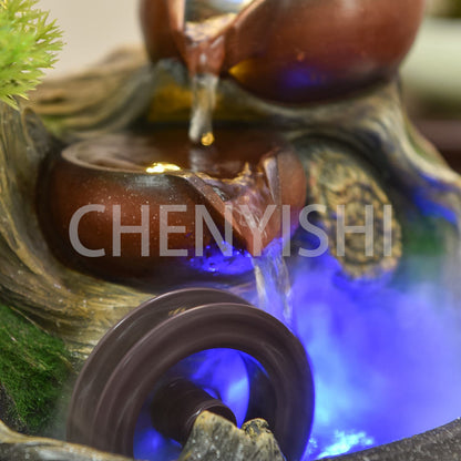 CHENYISHI Rockery Flowing Water To Make Money Alpine Waterwheel Circulating Water Office Living Room Decoration Fengshui Ornaments
