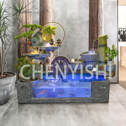 CHENYISHI Rockery Flowing Water Fountain Fish Pond Circulating Water Living Room Balcony Fish Tank Courtyard Fish Pond Company Hotel Decor