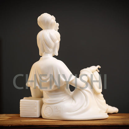 CHENYISHI Creative White Porcelain Guanyin Buddha Statue Zen Home Tea Room Decorations Aromatherapy Furnace Backflow Incense Burner Lamp