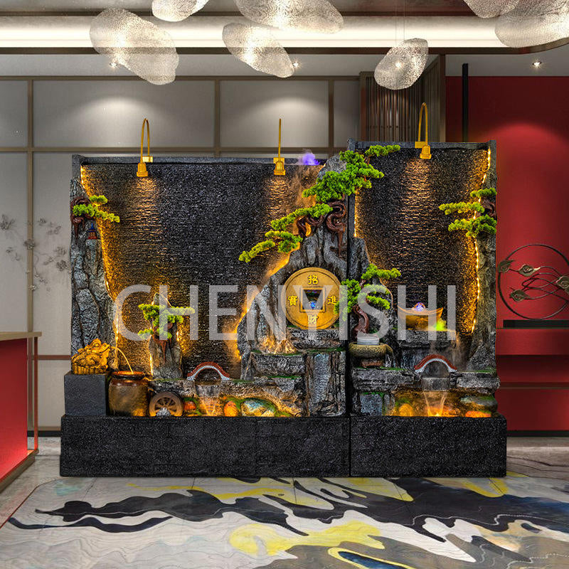 CHENYISHI Water Curtain Wall Rockery Flowing Water Fountain Landscape Water Feature Wall Wealth-promoting Ornaments Home Decor