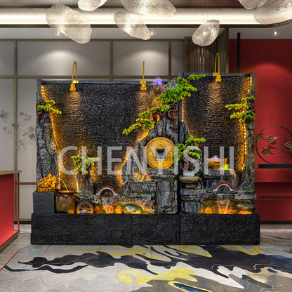 CHENYISHI Water Curtain Wall Rockery Flowing Water Fountain Landscape Water Feature Wall Wealth-promoting Ornaments Home Decor