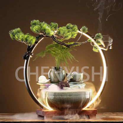 CHENYISHI Lucky Feng Shui Fountain Flowing Water Ornaments Indoor Waterfall Office Tabletop Fish Tank Housewarming Opening Gifts Crafts