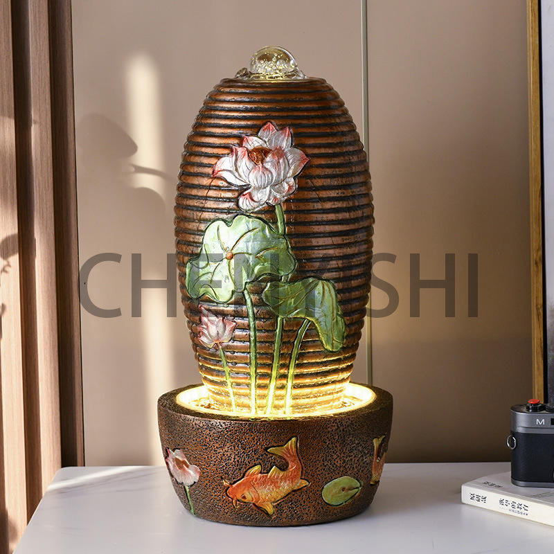 CHENYISHI Lucky Egg Flowing Water Fountain Opening Ornament European Modern Creative Living Room Indoor Desktop Waterscape