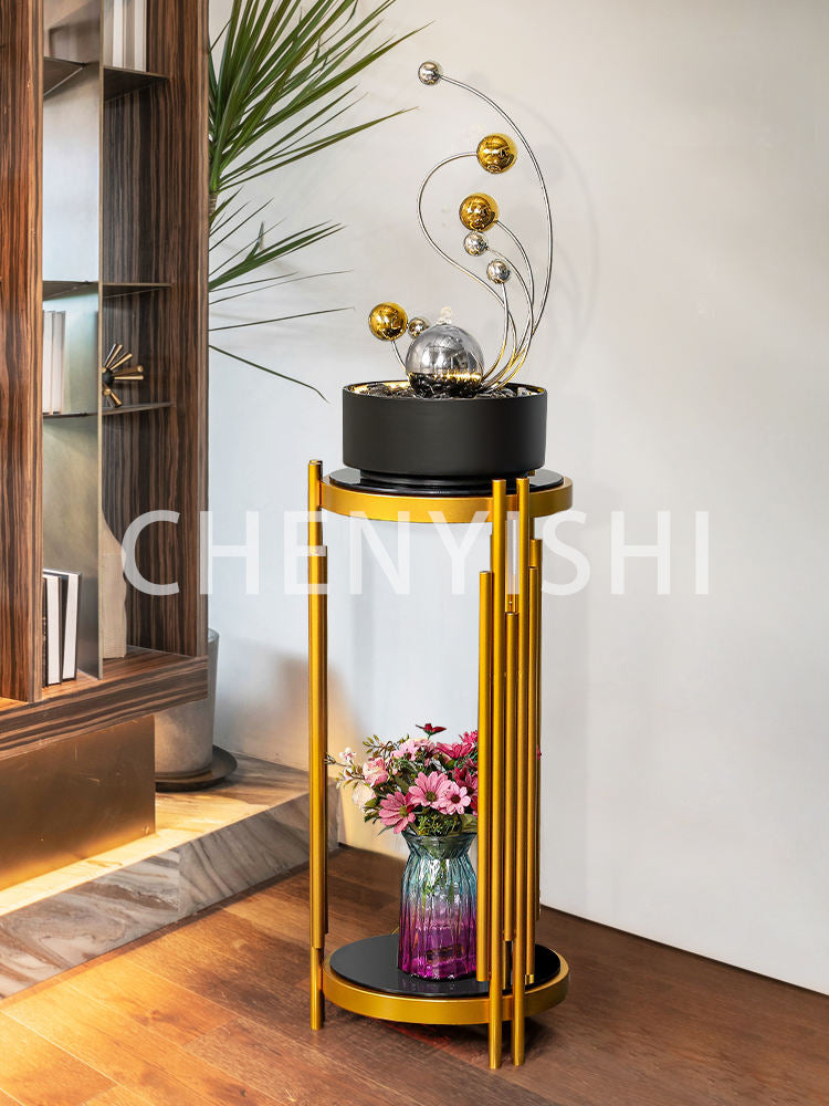 CHENYISHI Indoor Stainless Stele Water Fountain Lucky Light Luxury Flowing Water Ornaments Modern Wrought Iron Desktop Crafts