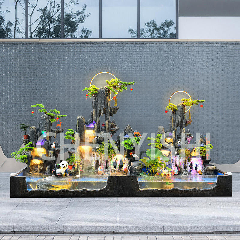 CHENYISHI Large Rockery Flowing Water Floor-to-ceiling Fountain Indoor Entrance Living Room Fortune-making Courtyard Garden Fish Tank