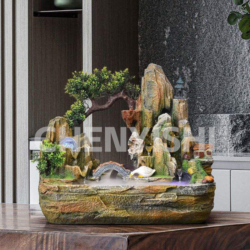 CHENYISHI Rockery Flowing Water Wealth-generating Ornaments Fengshui Wheel Fountain Living Room Entrance Office Decorative Furnished