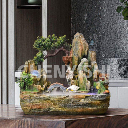 CHENYISHI Rockery Flowing Water Wealth-generating Ornaments Fengshui Wheel Fountain Living Room Entrance Office Decorative Furnished