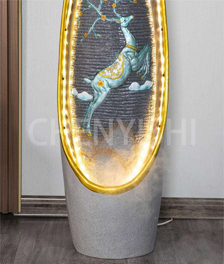 CHENYISHI LED Flowing Water Fountain Living Room Office Fortune-enhancing Ornaments Feng Shui Home Decoration Crystal Ball Floor Decor