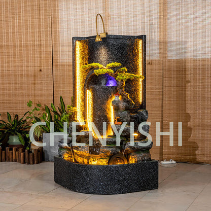 CHENYISHI Water Curtain Wall Flowing Water Entrance Screen Rockery Fountain Outdoor Garden Courtyard Landscaping Fish Pond