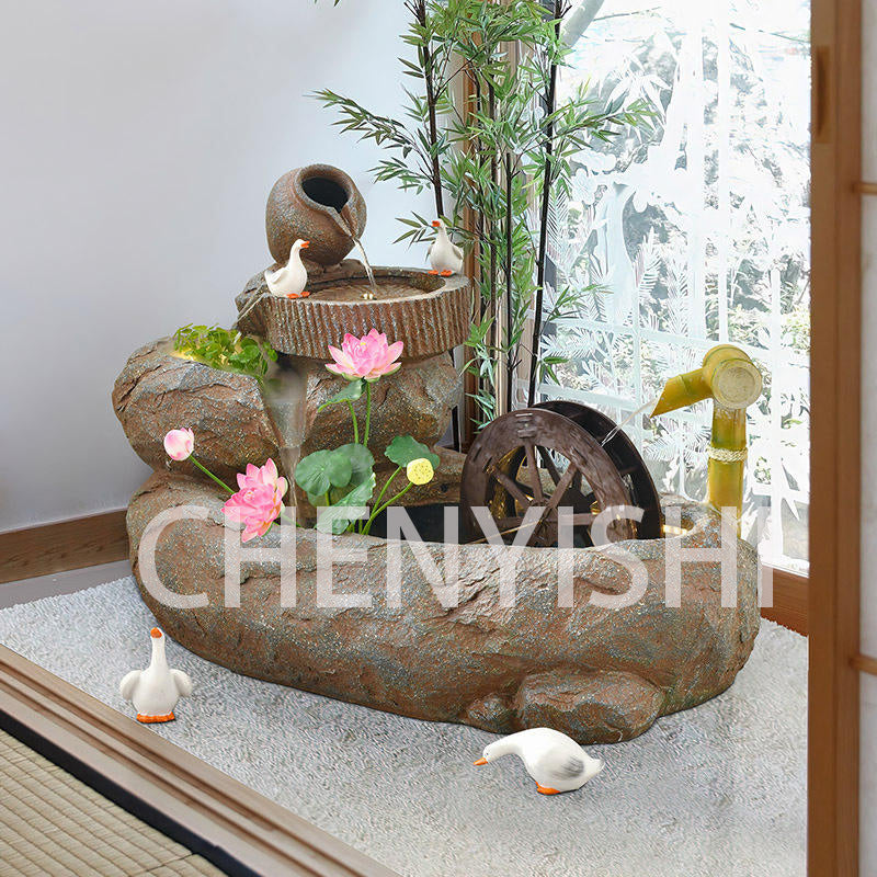CHENYISHI Pastoral Flowing Water Ornaments Circulating Water Courtyard Balcony Clubhouse Decorations Rockery Water Fountain Landscape