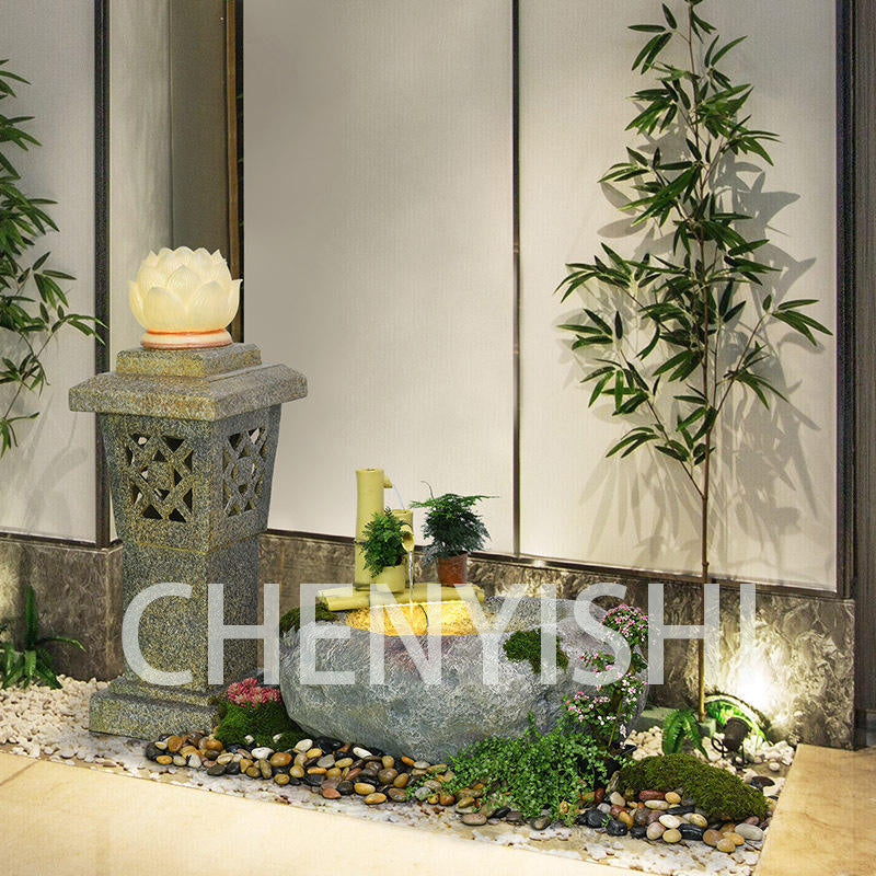CHENYISHI Japanese Zen Garden Pastoral Courtyard Landscaping Layout Home Garden Balcony Terrace Water Fountain