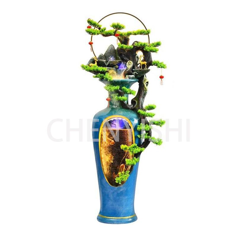CHENYISHI New Chinese Style Blue Flowing Water Fountain Home Living Room Floor Decoration Large Ornaments Club Landscape shop opening gift