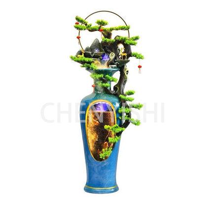 CHENYISHI New Chinese Style Blue Flowing Water Fountain Home Living Room Floor Decoration Large Ornaments Club Landscape shop opening gift