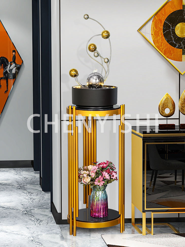 CHENYISHI Indoor Stainless Stele Water Fountain Lucky Light Luxury Flowing Water Ornaments Modern Wrought Iron Desktop Crafts