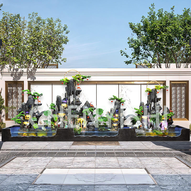 CHENYISHI Large Rockery Flowing Water Floor-to-ceiling Fountain Indoor Entrance Living Room Fortune-making Courtyard Garden Fish Tank