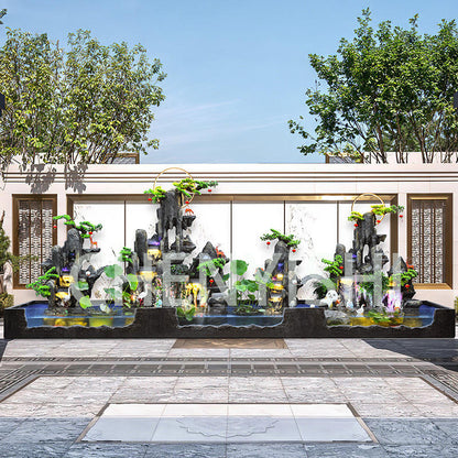 CHENYISHI Large Rockery Flowing Water Floor-to-ceiling Fountain Indoor Entrance Living Room Fortune-making Courtyard Garden Fish Tank
