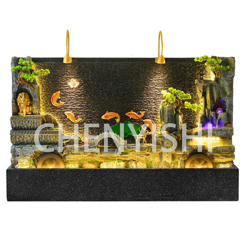 CHENYISHI Large New Chinese Flowing Water Screen Floor-to-ceiling Water Curtain Wall Gift Courtyard Club Decoration Garden Fountain