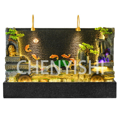 CHENYISHI Large New Chinese Flowing Water Screen Floor-to-ceiling Water Curtain Wall Gift Courtyard Club Decoration Garden Fountain