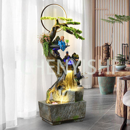 CHENYISHI Large Pastoral Rockery Flowing Water Fountain Decorative Ornaments Balcony Fish Pond Living Room Landscaping Indoor