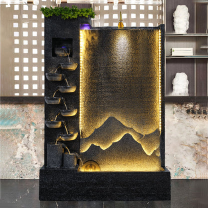Water curtain wall, flowing water wall decoration, villa company, rockery, fountain, water landscape background wall, fish pond, fortune-making floor-standing ornaments
