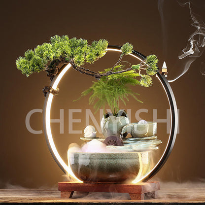 CHENYISHI Lucky Feng Shui Fountain Flowing Water Ornaments Indoor Waterfall Office Tabletop Fish Tank Housewarming Opening Gifts Crafts